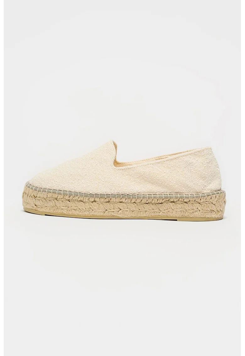 Sandale flatform din material textil, Alb