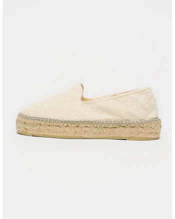 Sandale flatform din material textil, Alb