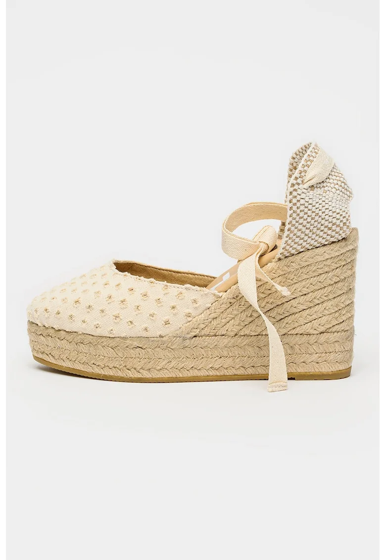 Espadrile flatform, Alb fildes