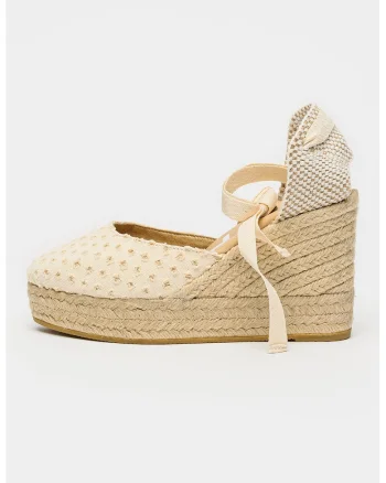 Espadrile flatform, Alb fildes