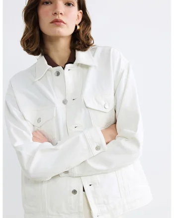 Jacheta uni de denim, Alb