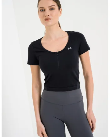 Tricou crop fara cusaturi Vanish, Negru