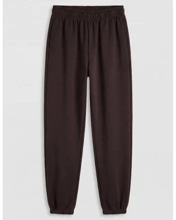 Pantaloni de trening uni cu banda elastica, Maro inchis