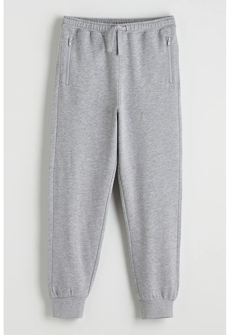 Pantaloni de trening din amestec de bumbac cu buzunare laterale, Gri deschis