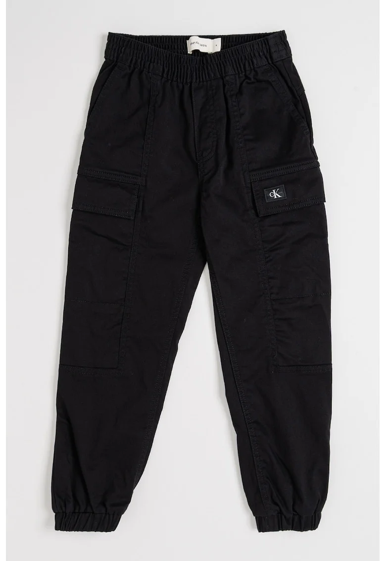Pantaloni cargo cu croiala conica, Negru