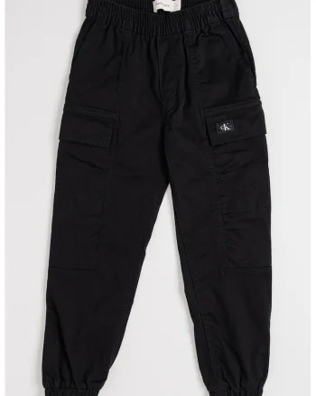 Pantaloni cargo cu croiala conica, Negru