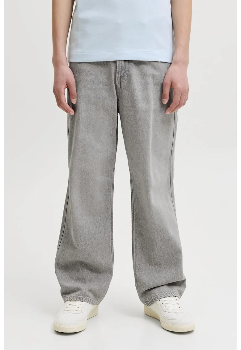 Blugi relaxed fit, Gri melange