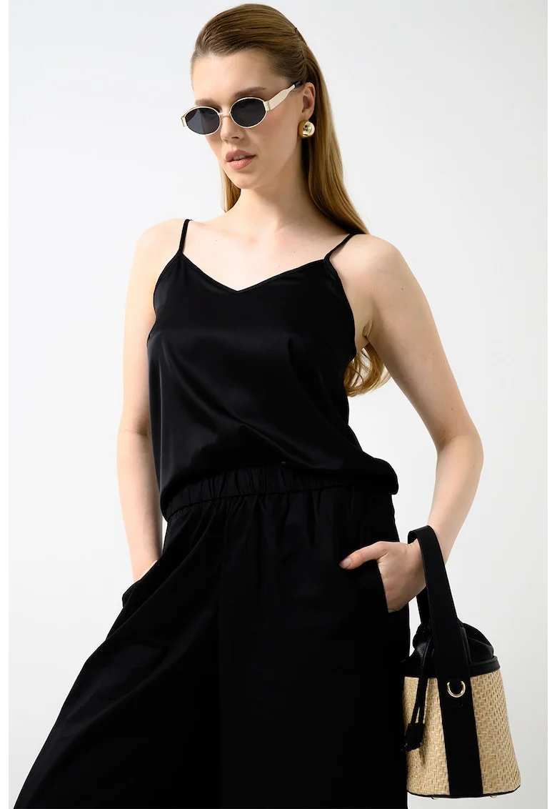 Vero Moda, Top cami cu decolteu in V, Negru