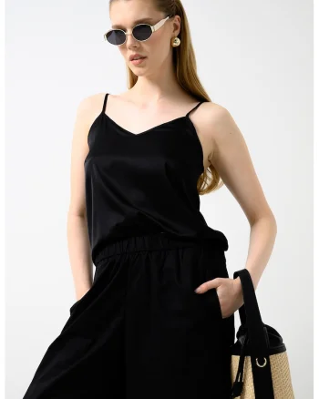 Vero Moda, Top cami cu decolteu in V, Negru