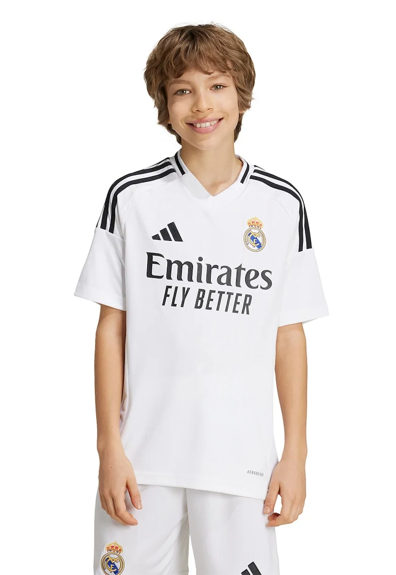Tricou cu decolteu in V pentru fotbal Real Madrid, Alb/Negru