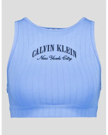 Top crop cu imprimeu logo, Albastru lavanda