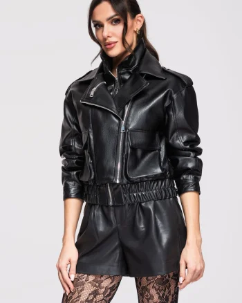 Jacheta de piele  OW-JAFL-0128, Negru