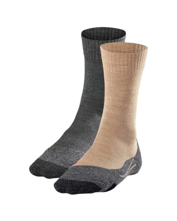 Set de sosete din amestec de lana, pentru trekking TK2- 2 perechi, Maro nisip/Gri antracit