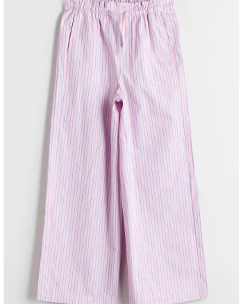 Pantaloni ampli cu dungi, Roz/Albastru deschis
