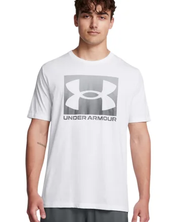 Tricou lejer cu logo Boxed, Gri/Alb optic