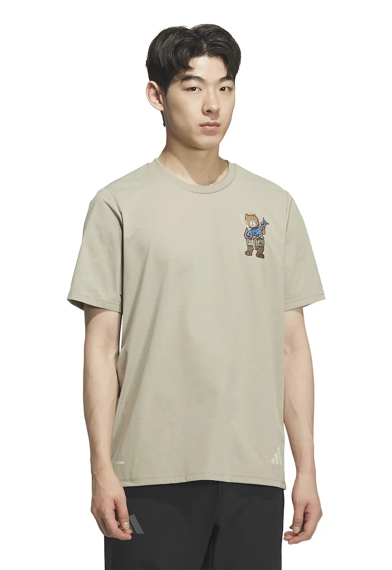 Tricou cu imprimeu grafic pentru drumetii, Maro taupe