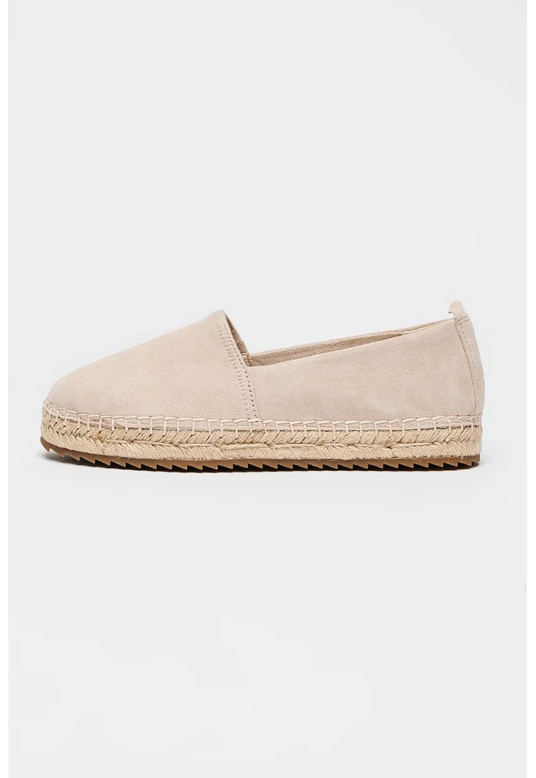 Espadrile din piele nabuc, Maro nisip