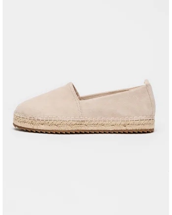 Espadrile din piele nabuc, Maro nisip