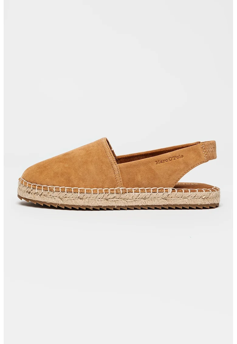 Espadrile slingback din piele, Caramel