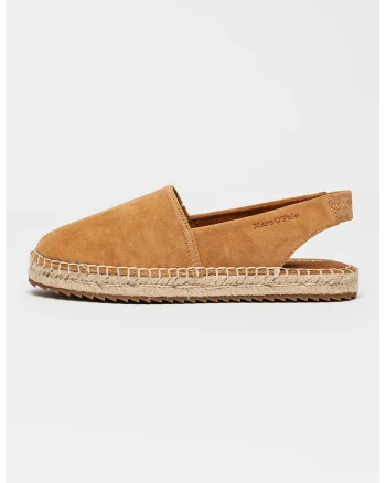 Espadrile slingback din piele, Caramel