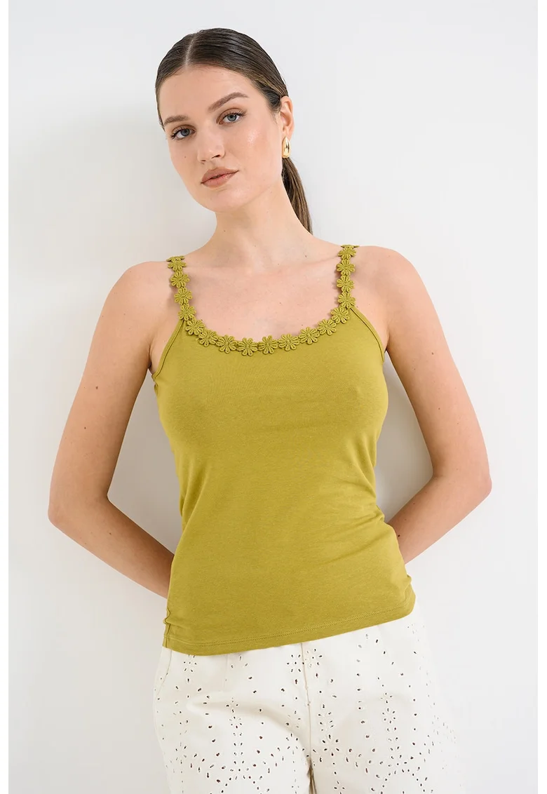 Top slim-fit Flora, Verde masliniu