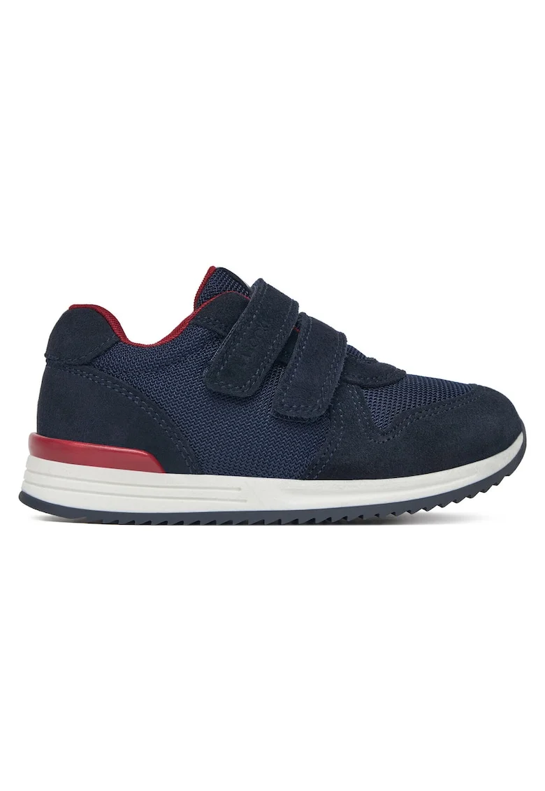 Pantofi sport copii,  piele naturala, albastru/rosu, inchidere velcro,