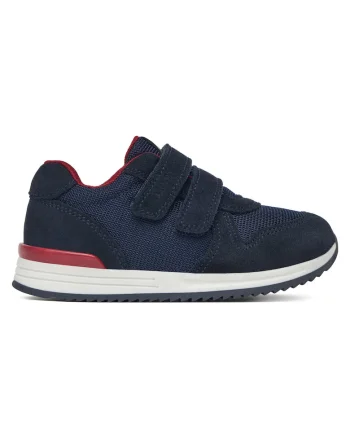 Pantofi sport copii,  piele naturala, albastru/rosu, inchidere velcro,