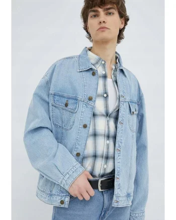Jacheta barbati,  Loose Rider Jacket, albastru deschis, croiala lejera, bumbac, canepa,