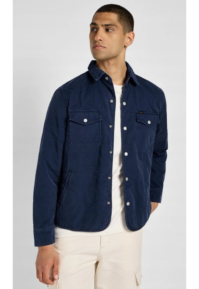 Geaca barbati  Quilted Shirt, bleumarin, bumbac,