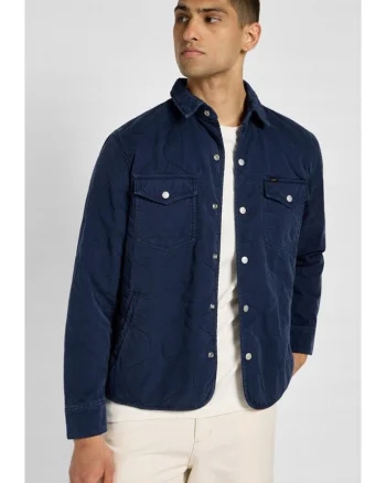 Geaca barbati  Quilted Shirt, bleumarin, bumbac,