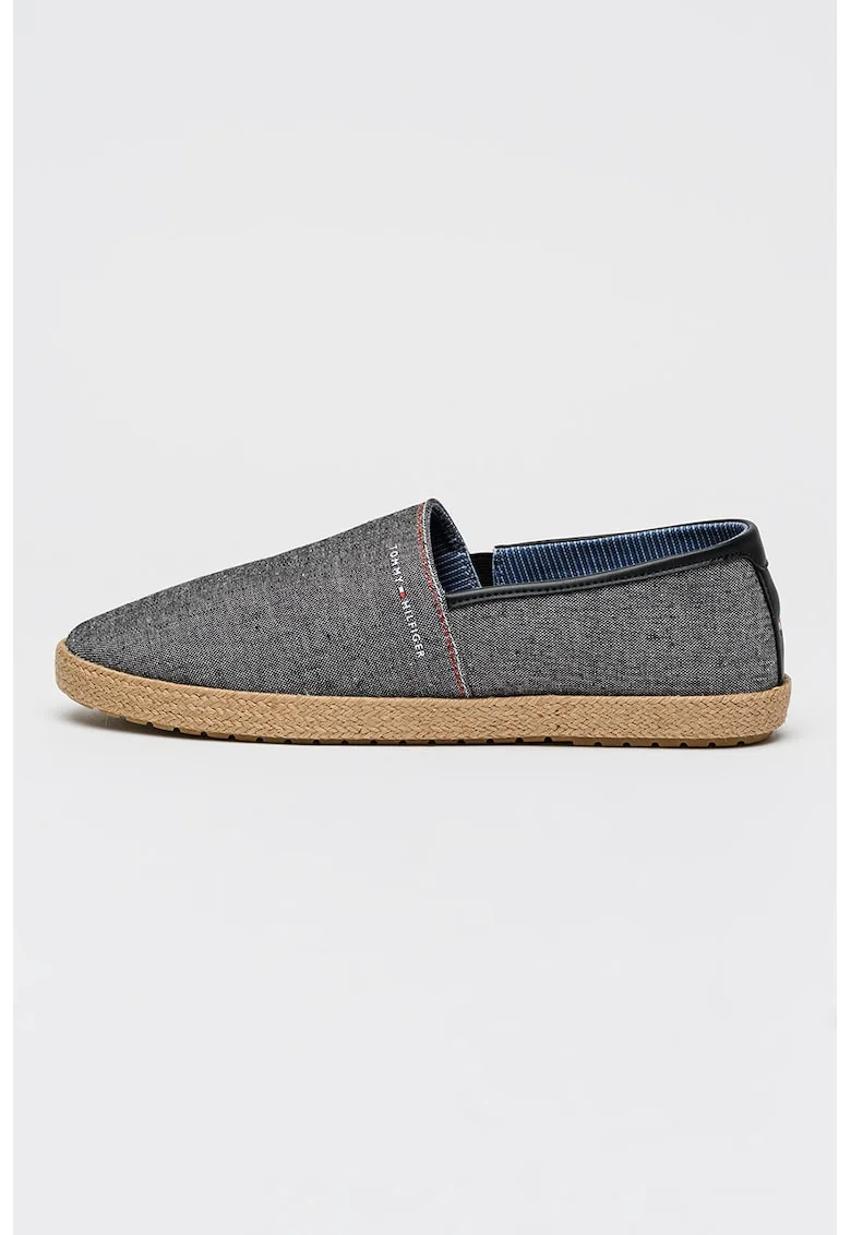 Espadrile din material textil cu imprimeu logo, Gri inchis