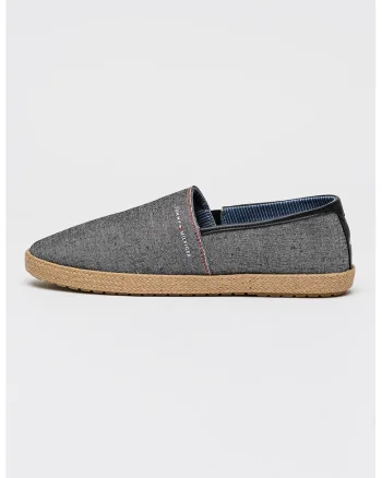 Espadrile din material textil cu imprimeu logo, Gri inchis