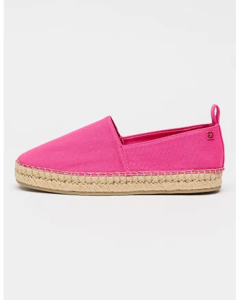 Espadrile din material textil cu varf rotund, Roz neon