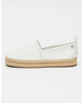 Espadrile din material textil cu varf rotund, Alb optic
