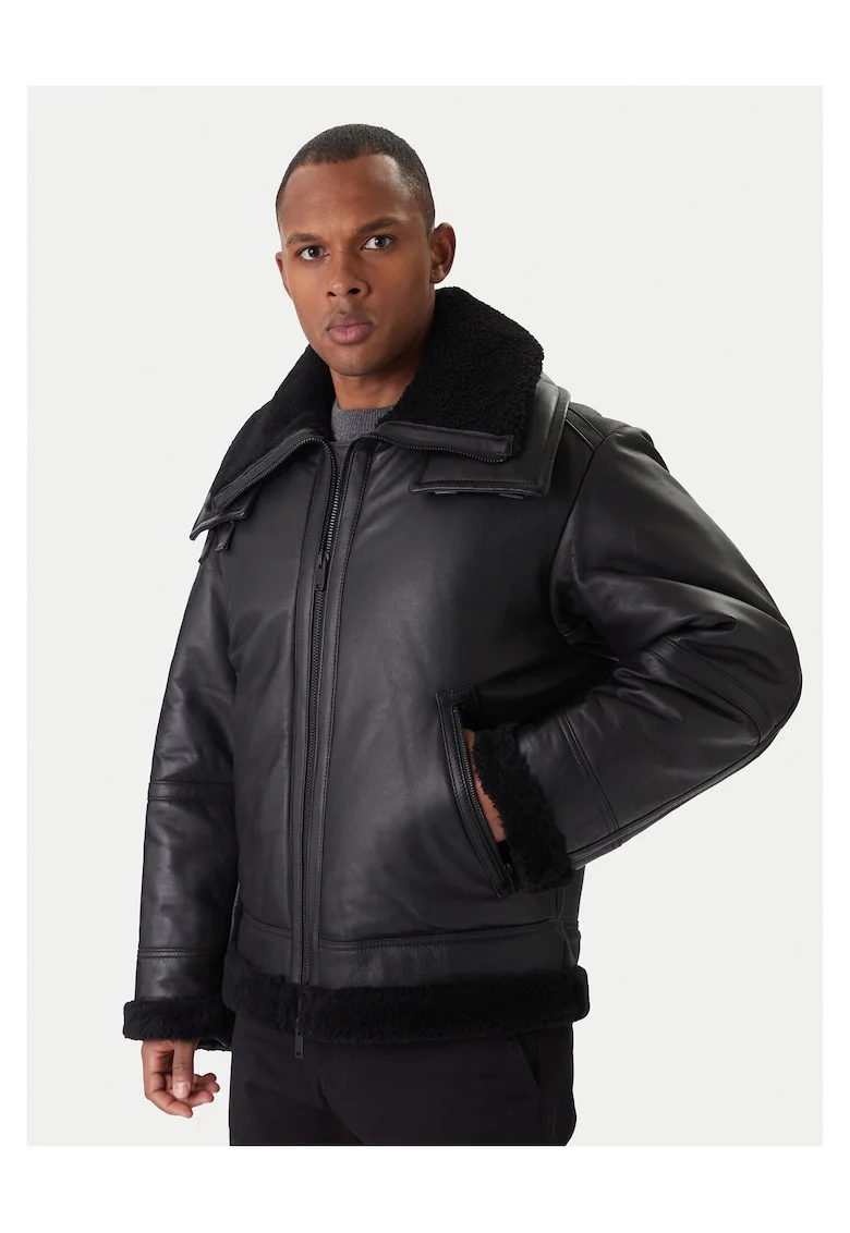 Geaca de piele barbati  neagra,