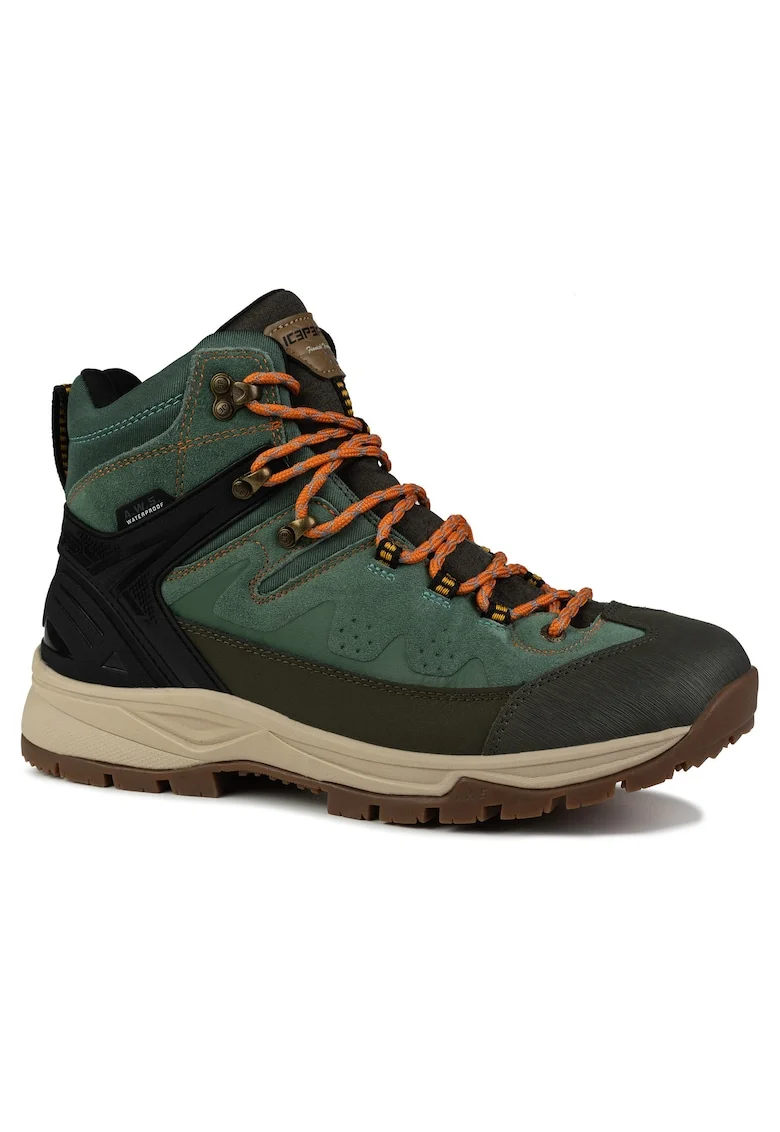 Ghete trekking barbati  Wynne, impermeabile, piele naturala, verde, profil inalt