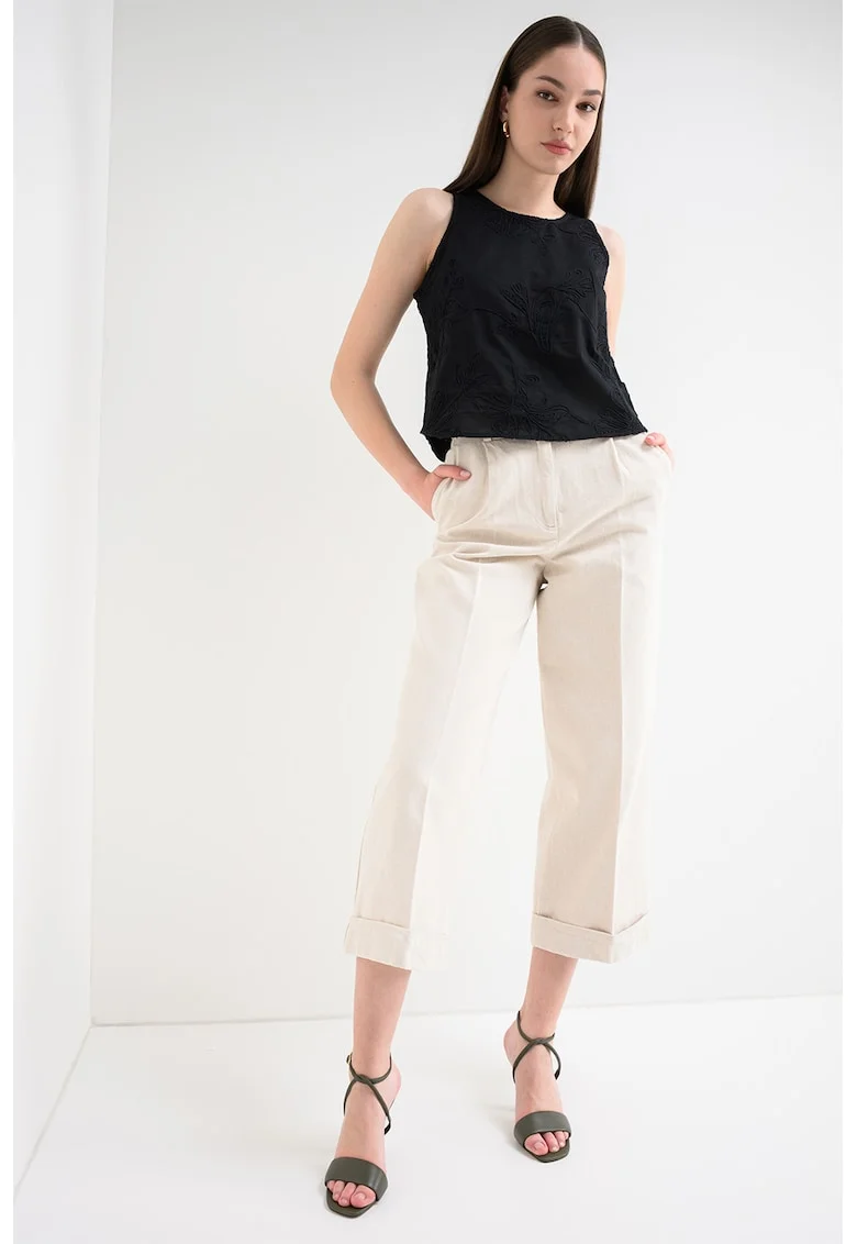 Top crop din bumbac, Negru