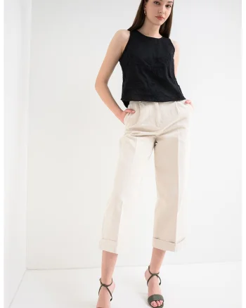 Top crop din bumbac, Negru
