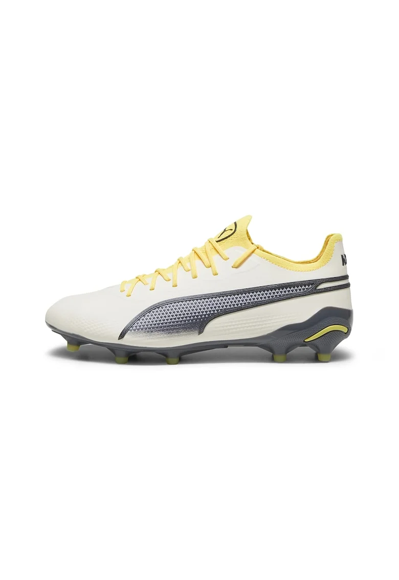 Ghete cu crampoane, pentru fotbal King Ultimate FG/AG, Alb/Gri/Galben