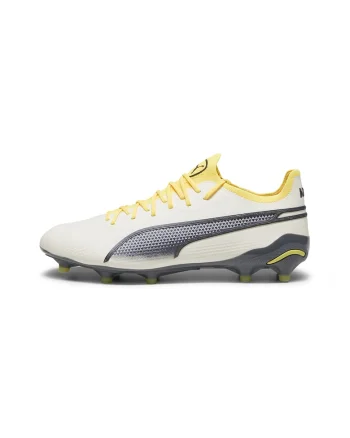 Ghete cu crampoane, pentru fotbal King Ultimate FG/AG, Alb/Gri/Galben