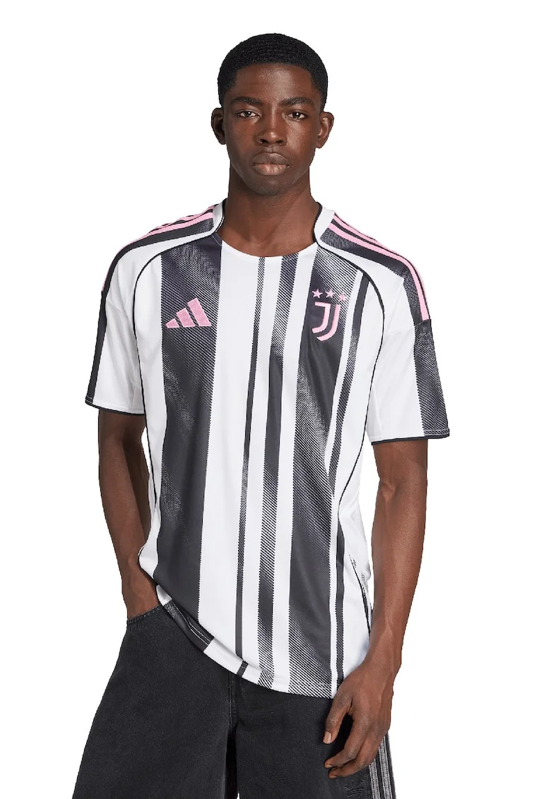 Tricou slim fit pentru fotbal Juventus, Alb/Negru/Roz pastel