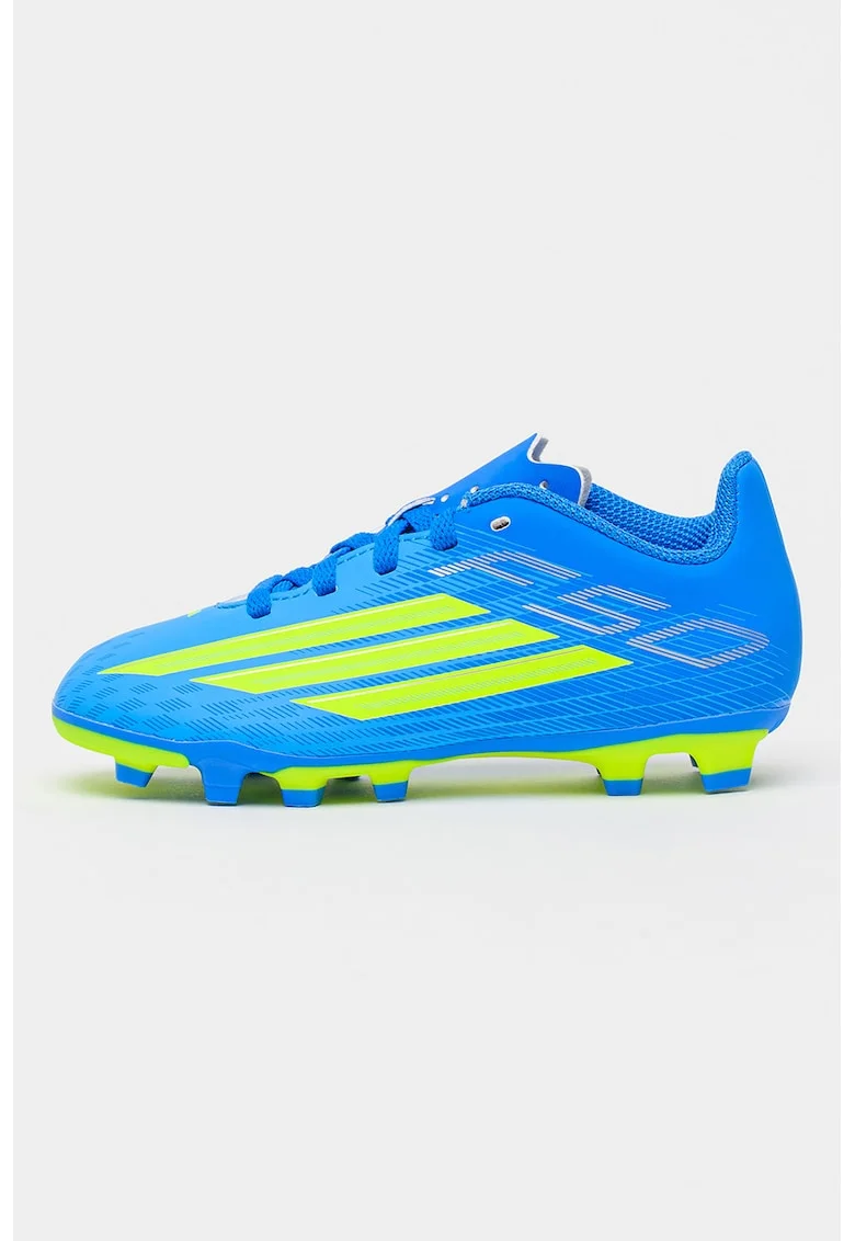 Pantofi F50 Club pentru fotbal, Albastru royal/Verde lime/Argintiu