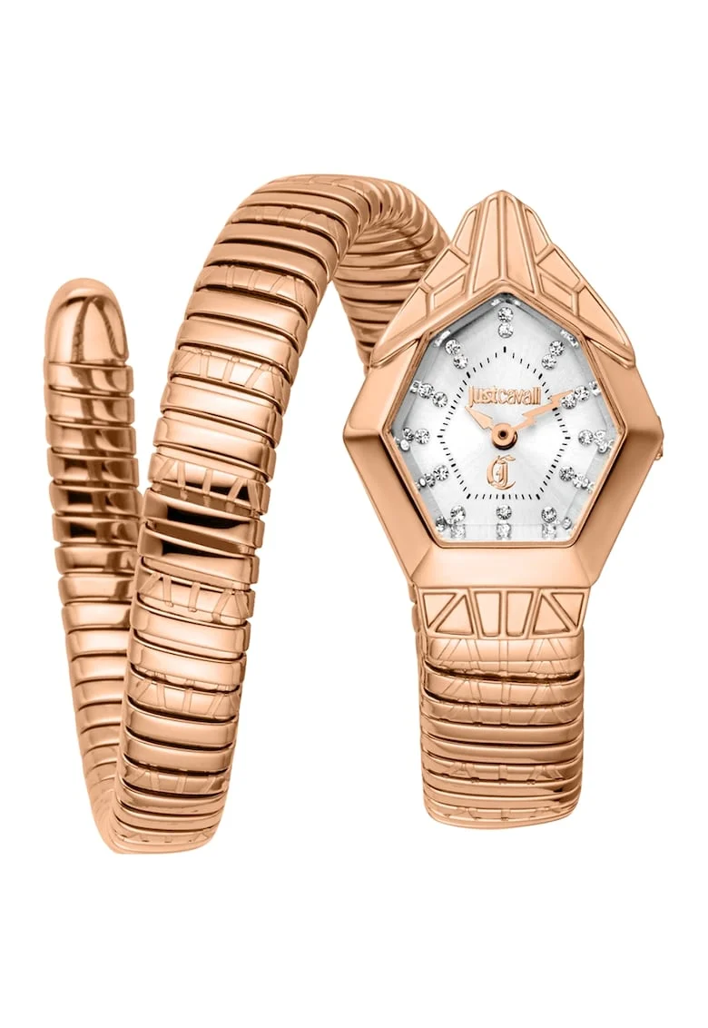 Ceas cu model petrecut si zirconia, Auriu rose