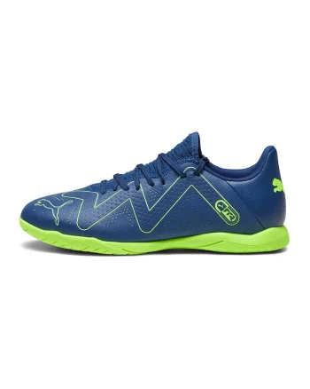 Pantofi cu aspect perforat, pentru fotbal Future Play IT, Verde lime/Albastru petrol