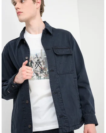 Jacheta de denim cu nasturi, Bleumarin