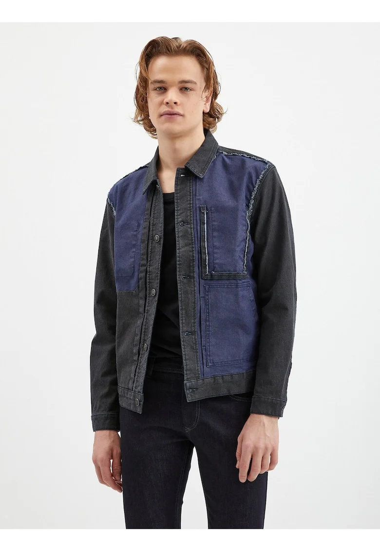 Jacheta colorblock din denim