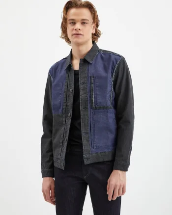 Jacheta colorblock din denim