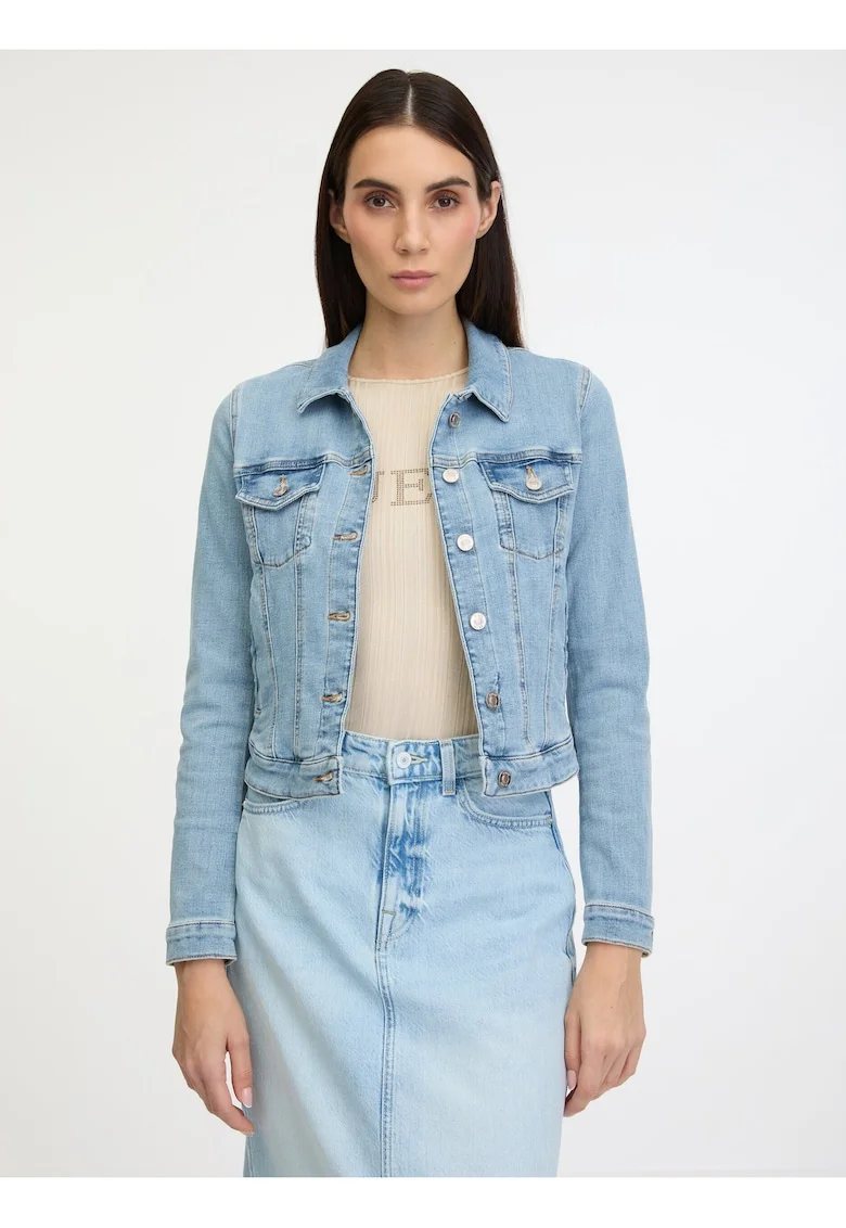 Jacheta din denim cu buzunare, Albastru deschis