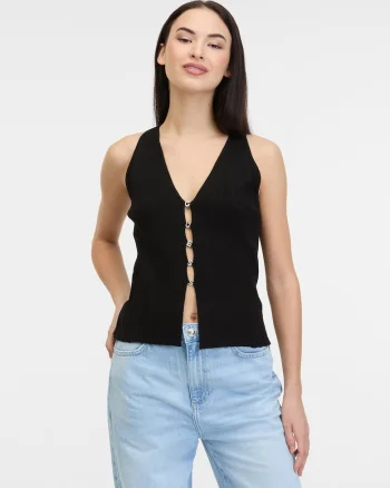 Top striat cu decolteu in V