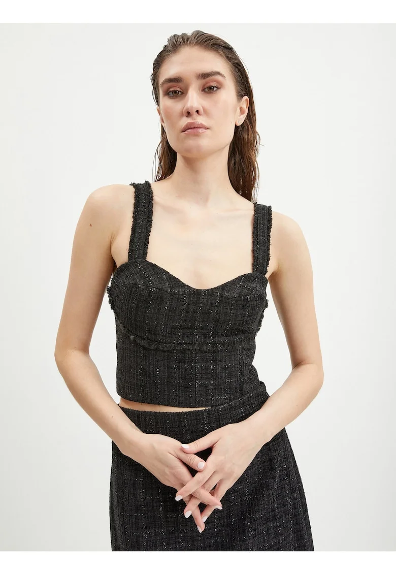 Top din tweed Emily, Negru